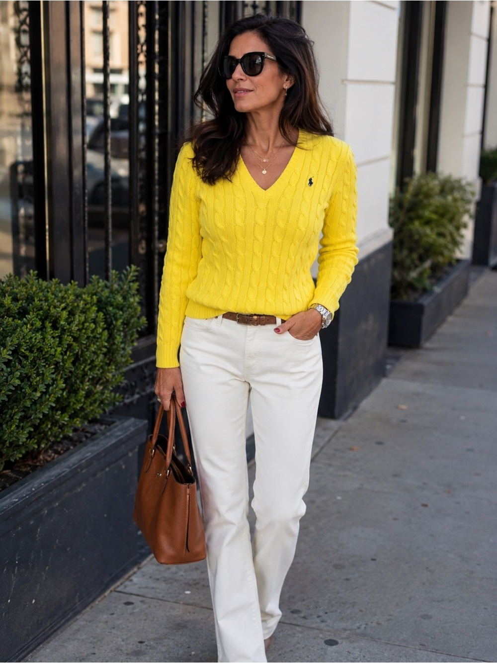 Ralph Lauren Sport vintage yellow Cable knit Cotton Sweater SzM - Picture 1 of 4